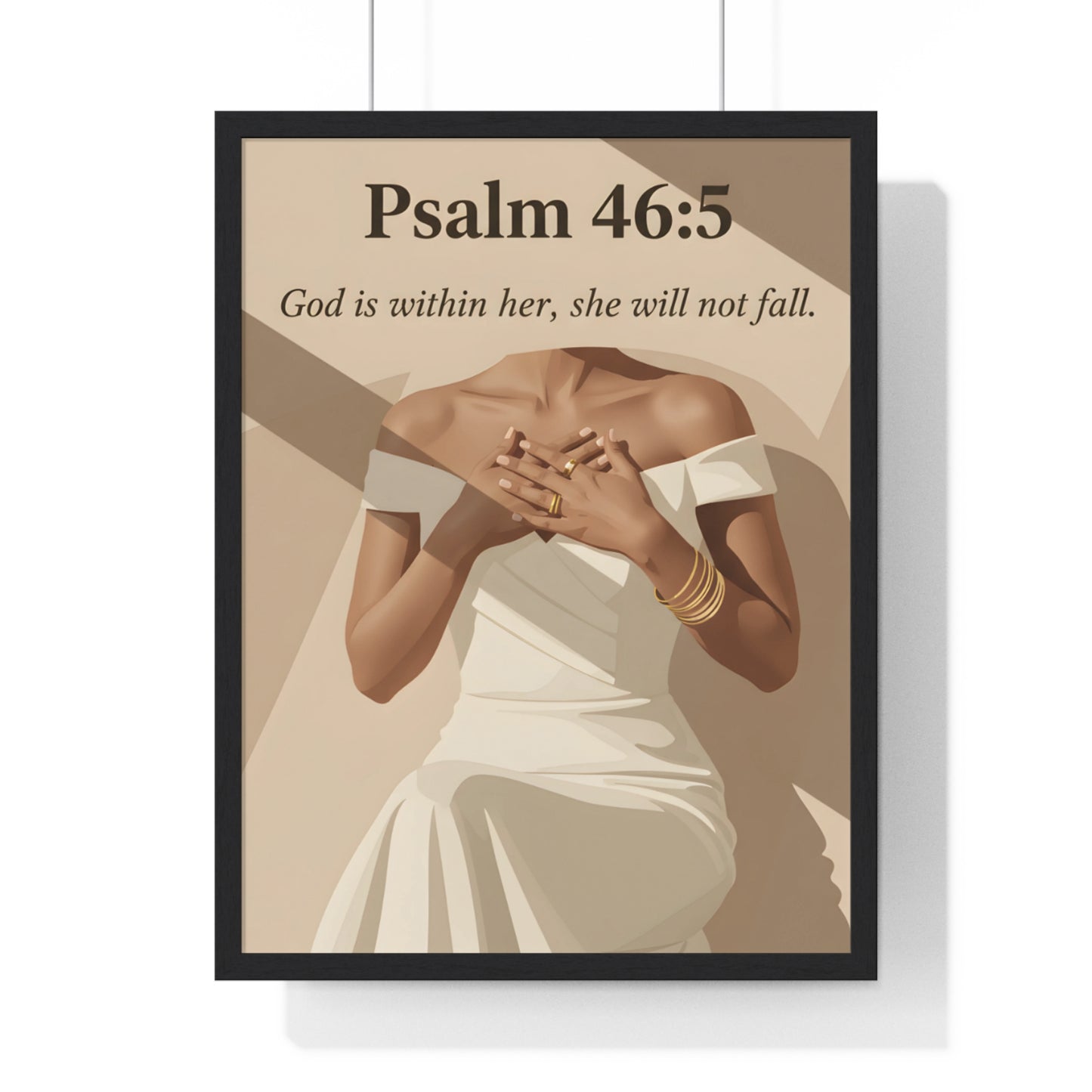 Empowering Vertical Framed Poster, Inspirational Home Decor, Psalm 46:5 Wall Art, Gift for Her, Motivational Artwork