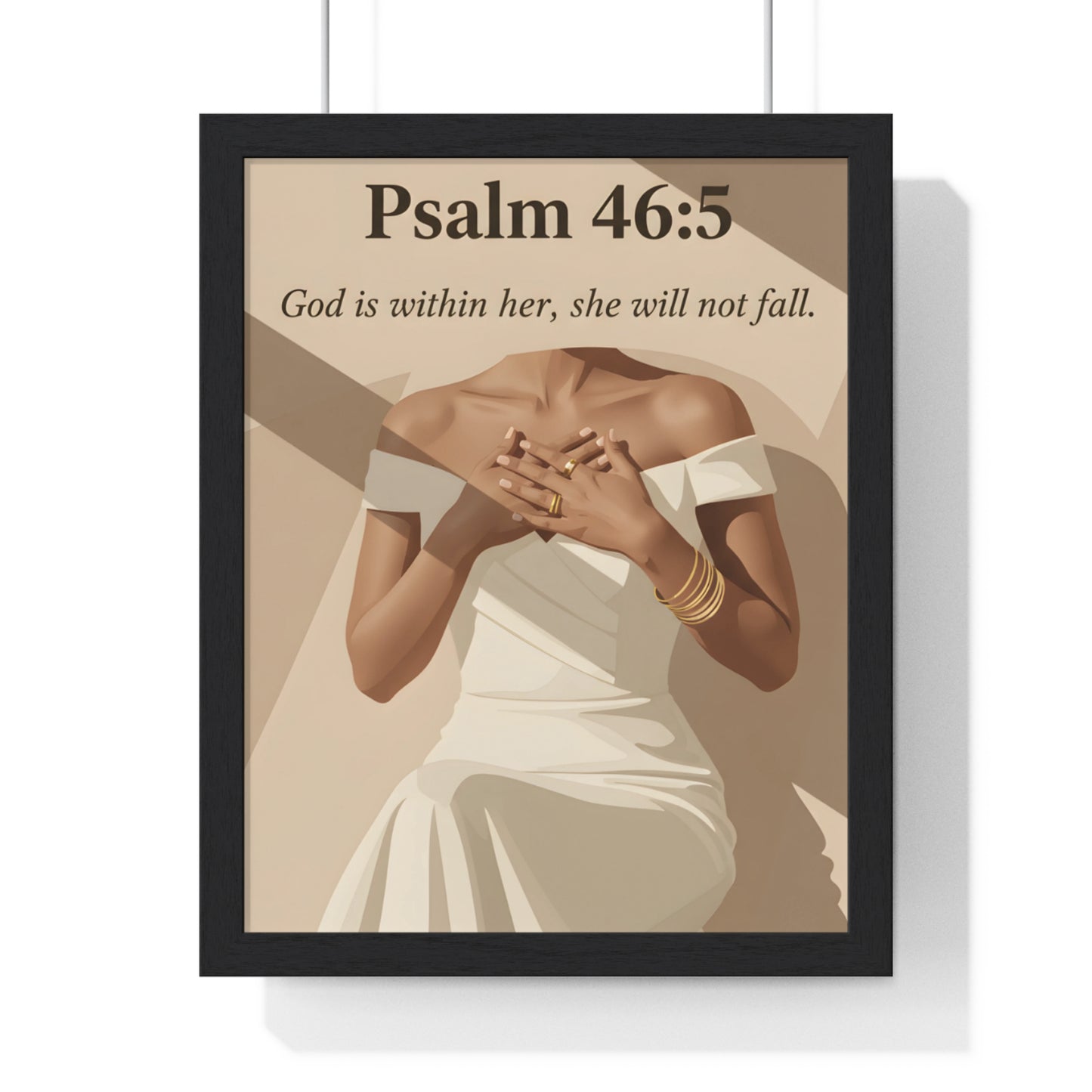 Empowering Vertical Framed Poster, Inspirational Home Decor, Psalm 46:5 Wall Art, Gift for Her, Motivational Artwork
