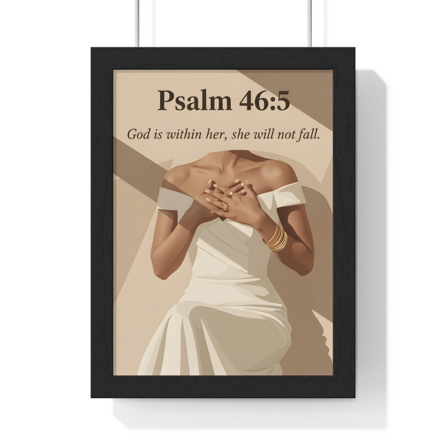 Empowering Vertical Framed Poster, Inspirational Home Decor, Psalm 46:5 Wall Art, Gift for Her, Motivational Artwork