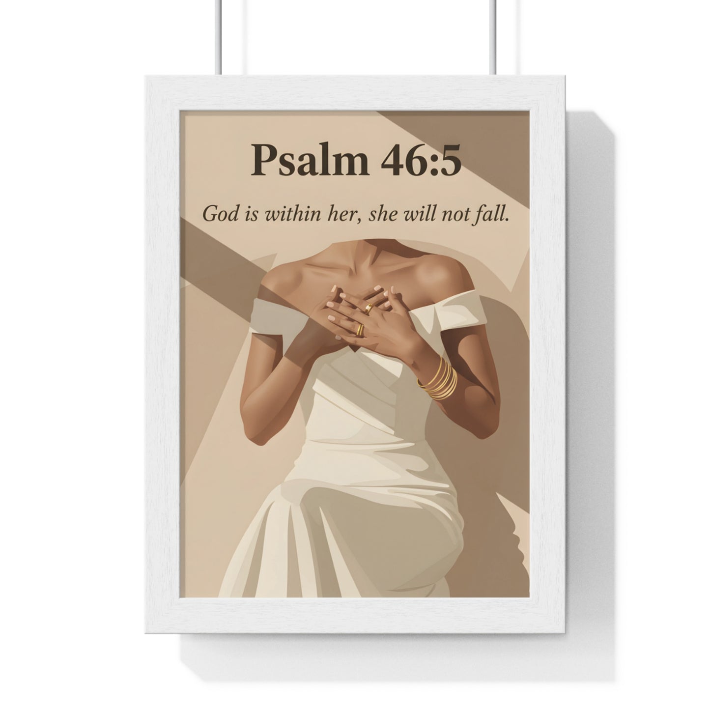 Empowering Vertical Framed Poster, Inspirational Home Decor, Psalm 46:5 Wall Art, Gift for Her, Motivational Artwork