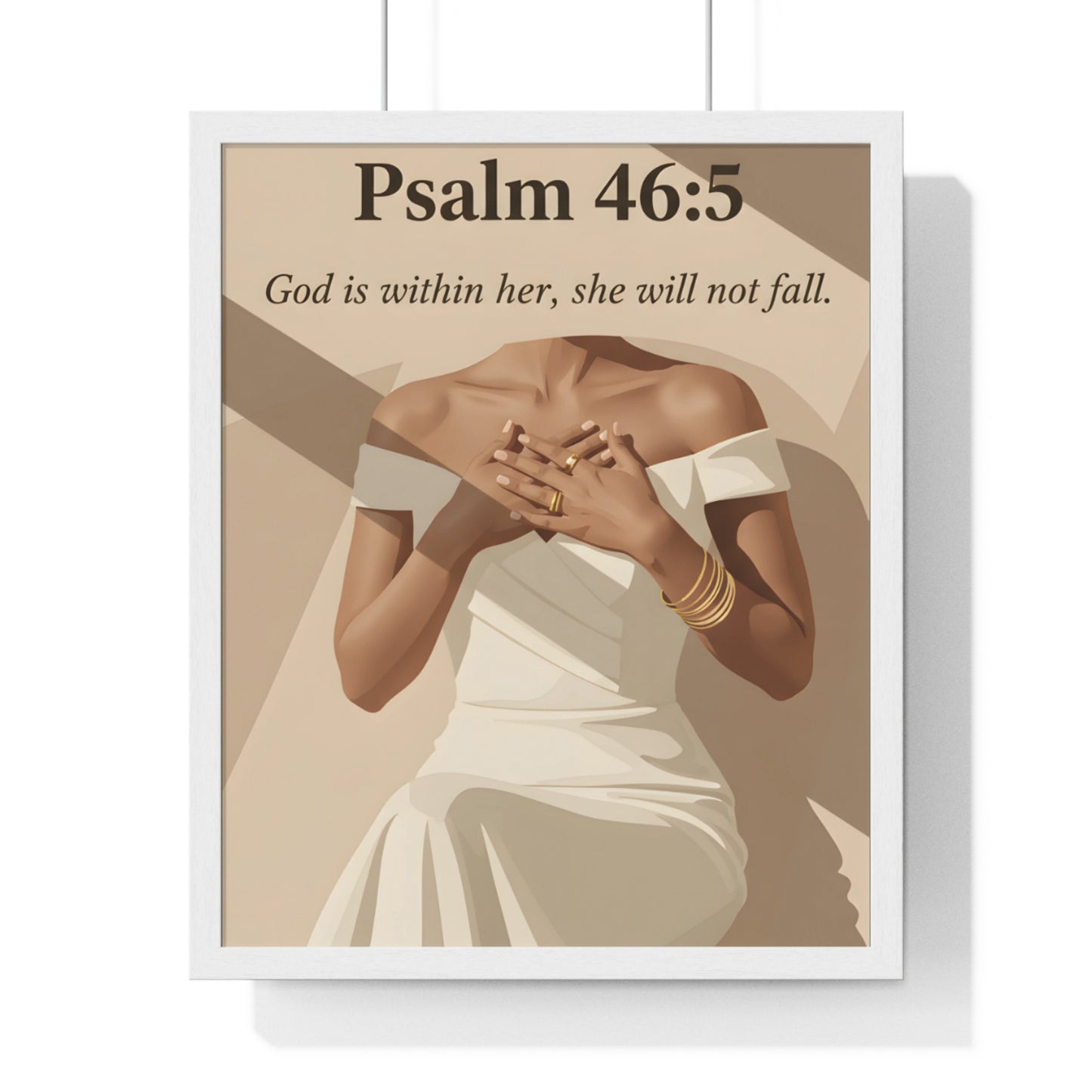 Empowering Vertical Framed Poster, Inspirational Home Decor, Psalm 46:5 Wall Art, Gift for Her, Motivational Artwork