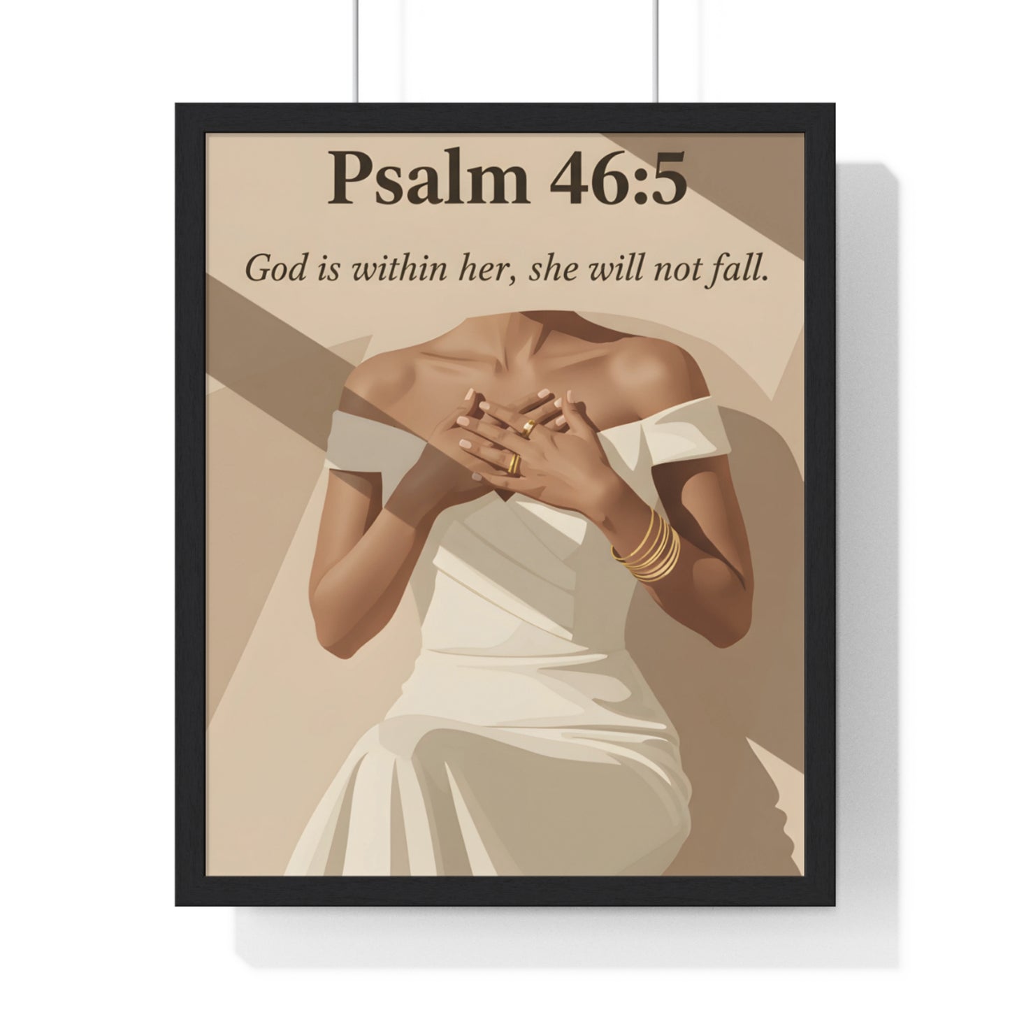 Empowering Vertical Framed Poster, Inspirational Home Decor, Psalm 46:5 Wall Art, Gift for Her, Motivational Artwork