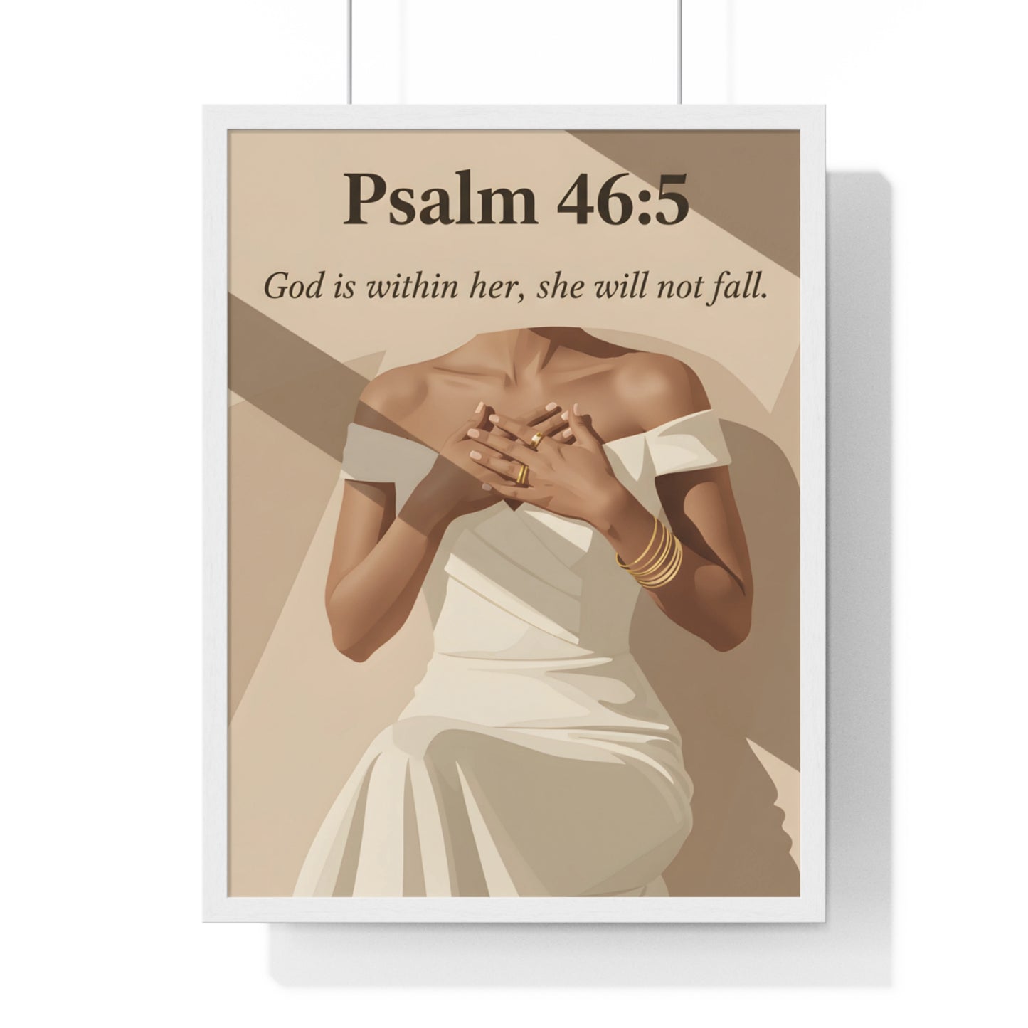 Empowering Vertical Framed Poster, Inspirational Home Decor, Psalm 46:5 Wall Art, Gift for Her, Motivational Artwork